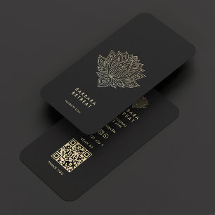 Carte De Visite Entraîneur de bien-être holistique Black Faux Gold