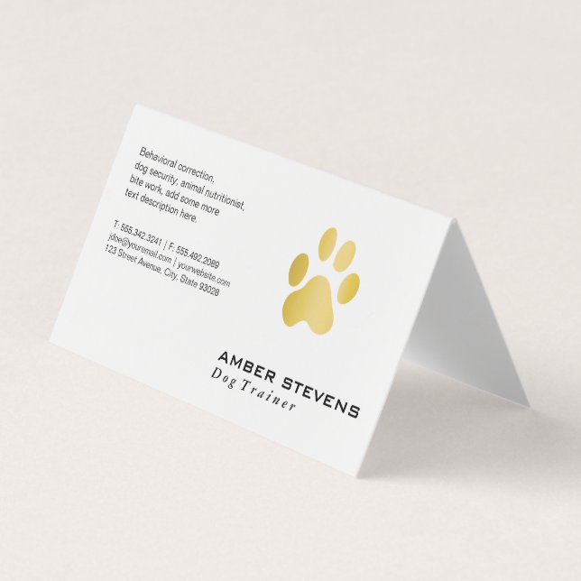Carte De Visite Entraîneur de chiens d'élite Golden Paw (Devant)