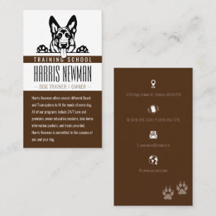 Carte De Visite Entraîneur de chiens   École de dressage des chien
