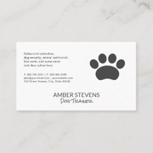 Carte De Visite Entraîneur de chiens   Sitter   Empreinte de patte