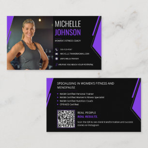 Carte De Visite Entraîneur de fitness Code QR Photo Moderne