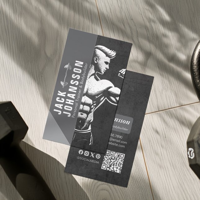 Carte De Visite Entraîneur de fitness moderne Bodybuilding Instruc (Créateur téléchargé)