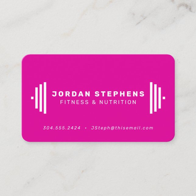 Carte De Visite Entraîneur de fitness moderne brillant magenta ros (Devant)