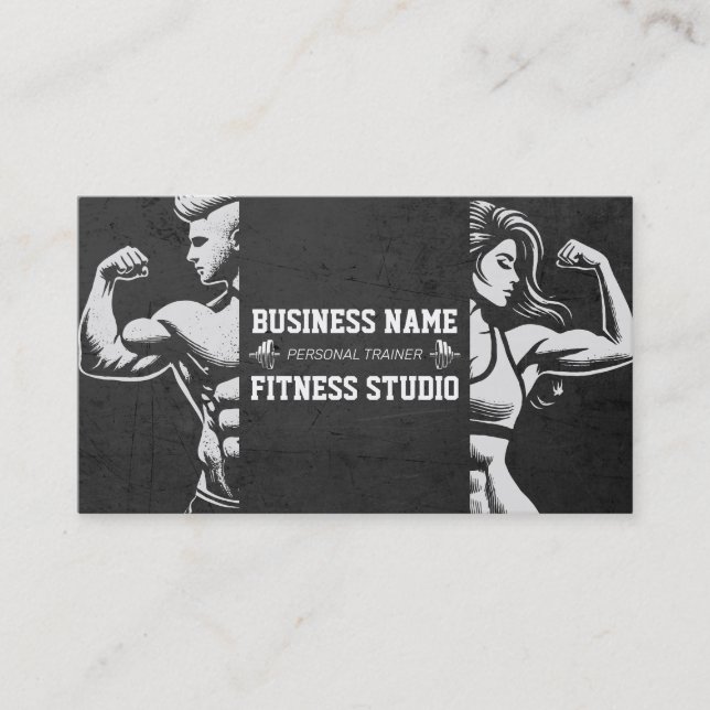 Carte De Visite Entraîneur de fitness personnel Bodybuilding Gym B (Devant)