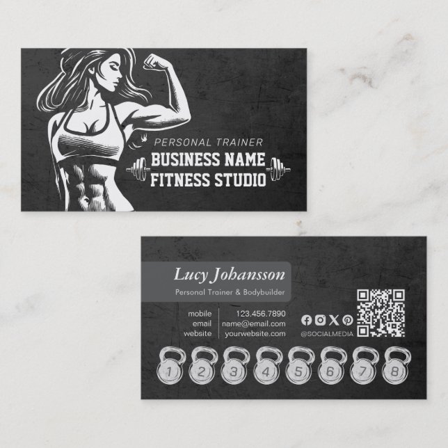 Carte De Visite Entraîneur de fitness personnel Loyalty Punch Kett (Devant / Derrière)