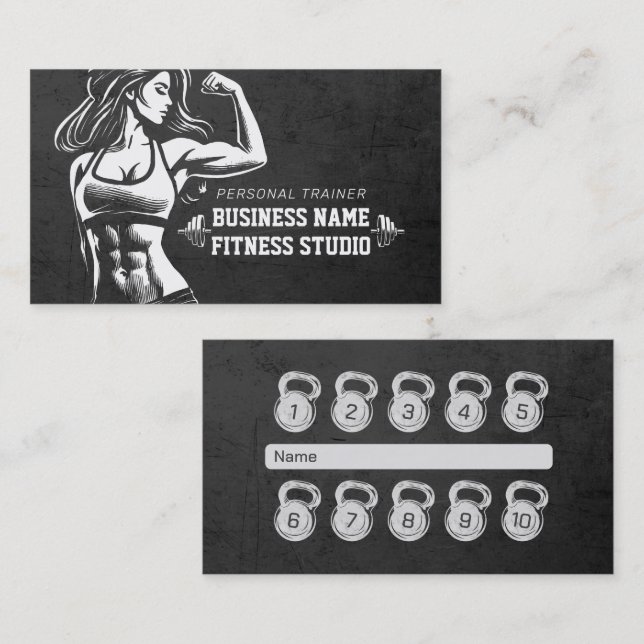 Carte De Visite Entraîneur de fitness personnel Loyalty Punch Kett (Devant / Derrière)