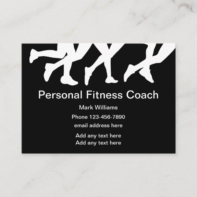Carte De Visite Entraîneur De Fitness Personnel Noir Et Blanc (Devant)