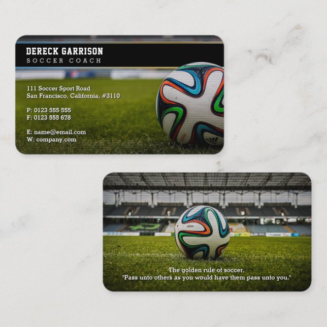 Carte De Visite Entraîneur de football | Instructeur professionnel (Devant / Derrière)
