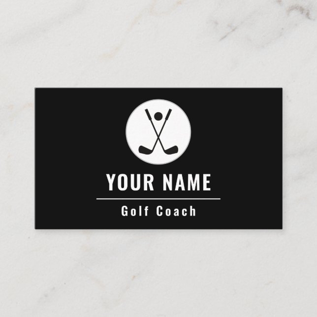 Carte De Visite Entraîneur de golf instructeur de golf Classy Noir (Devant)