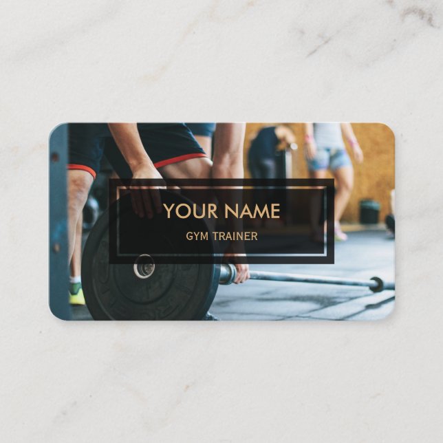 Carte De Visite Entraîneur de gymnase (photo élégante recouverte) (Devant)
