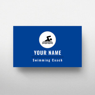 Carte De Visite Entraîneur de natation Simple Minimum instructeur 