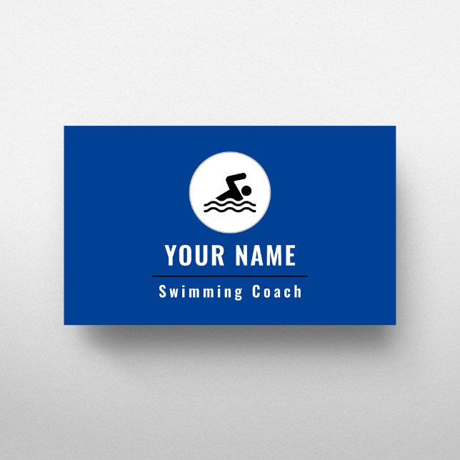 Carte De Visite Entraîneur de natation Simple Minimum instructeur  (Créateur téléchargé)