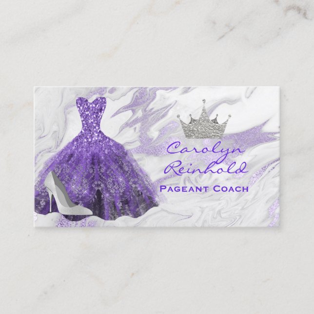 Carte De Visite Entraîneur de Parties scintillant en marbre violet (Devant)