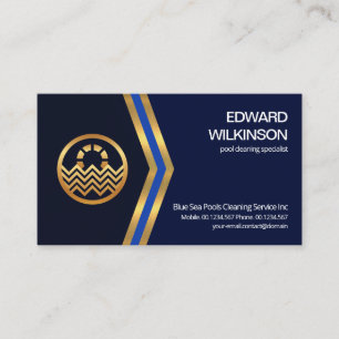 Carte De Visite Entraîneur de piscine Blue Gold Arrow