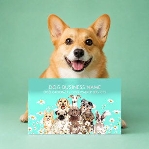 Carte De Visite Entraîneur de Teal Enrichissement Aquarelle Chien