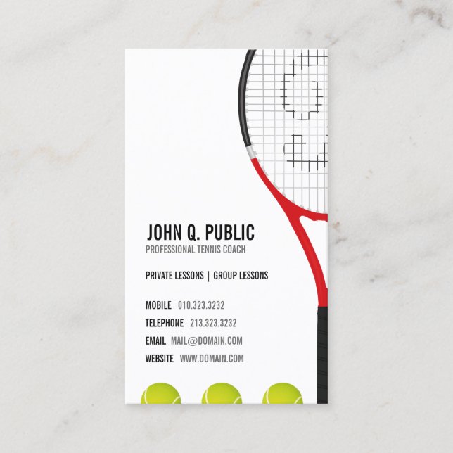 Carte De Visite Entraîneur de tennis (Devant)