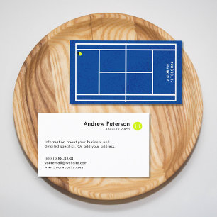 Carte De Visite Entraîneur de Tennis Cour Bleue