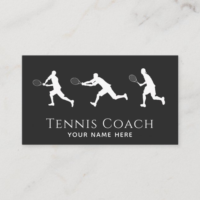 Carte De Visite Entraîneur de tennis Hommes Joueur Silhouettes Méd (Devant)