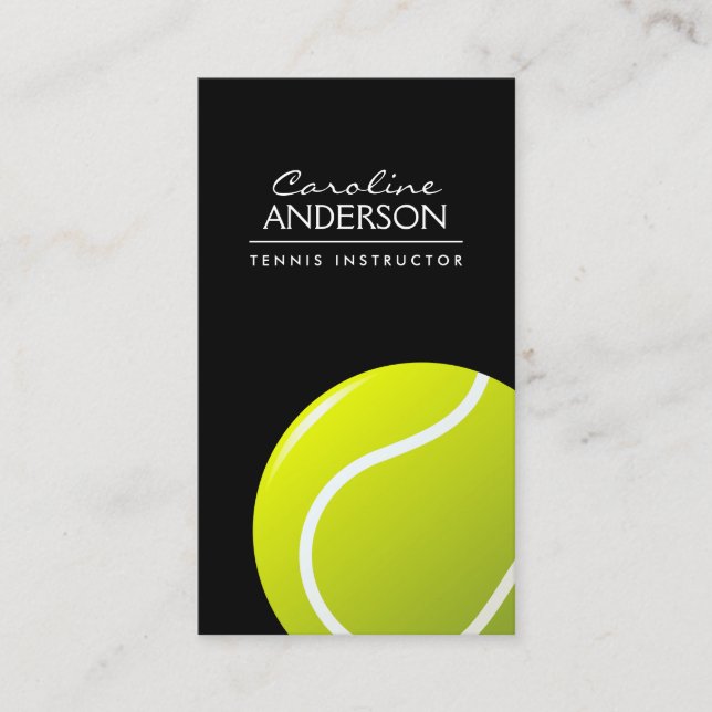 Carte De Visite Entraîneur de tennis / instructeur / joueur noir (Devant)
