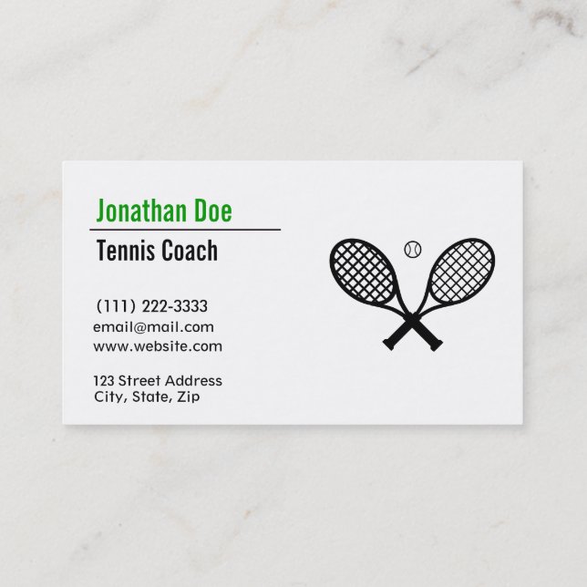 Carte De Visite Entraîneur de tennis personnalisé (Dos)