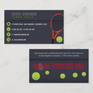 Carte De Visite Entraîneur de tennis professionnel   Raquette de 