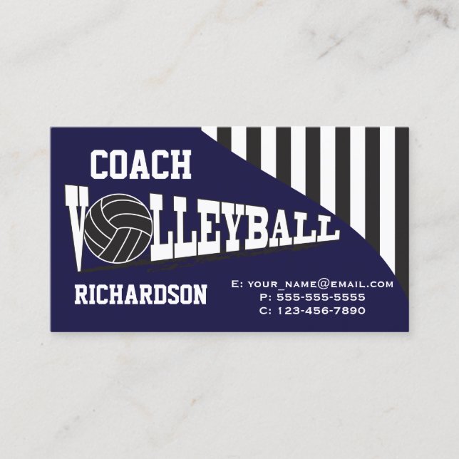 Carte De Visite Entraîneur de volley-ball - Bleu foncé (Devant)