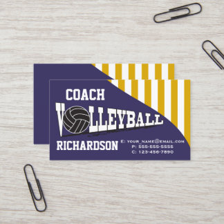Carte De Visite Entraîneur de Volleyball - Violet foncé et Jaune