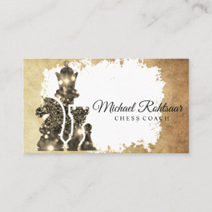 Carte De Visite Entraîneur d'échecs King Metallic Gold Faux