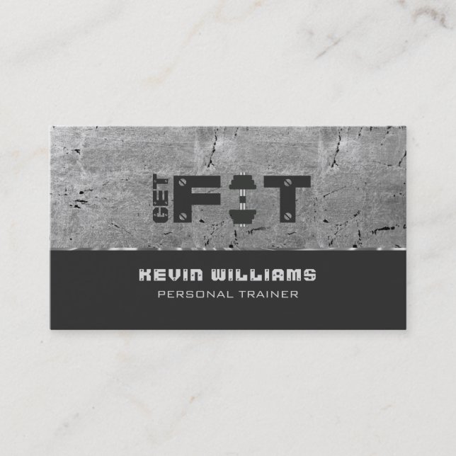 Carte De Visite Entraîneur Grungy Grey Texture Fitness (Devant)