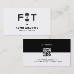 Carte De Visite Entraîneur minimaliste de fitness noir et blanc