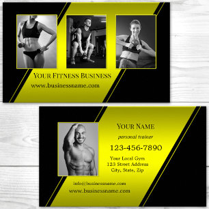 Carte De Visite Entraîneur Personnel Fitness Néon Jaune Noir Photo