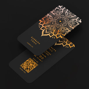 Carte De Visite Entraîneur Personnel Minimal Noir Orange Mandala