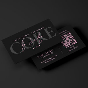 Carte De Visite Entraîneur Personnel Minimal Rose Noir Instructeur