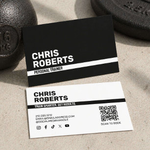 Carte De Visite Entraîneur Personnel Minimaliste Noir de Fitness