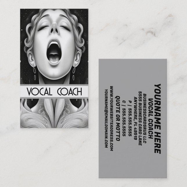 Carte De Visite Entraîneur Vocal (Devant / Derrière)