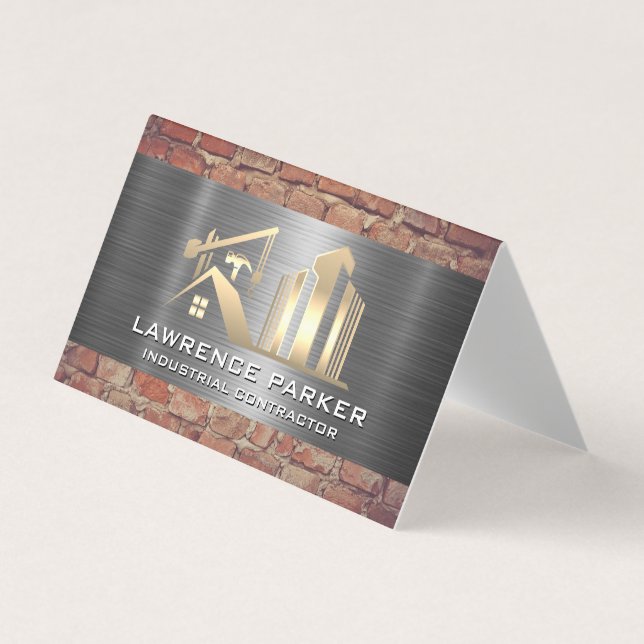 Carte De Visite Entrepreneur | Brick en acier | chantier (Devant)