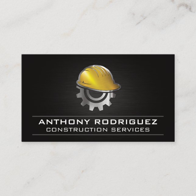 Carte De Visite Entrepreneur | Col bleu de construction (Devant)