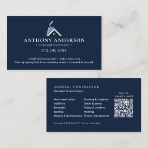 Carte De Visite Entrepreneur/Construction Code QR Moderne