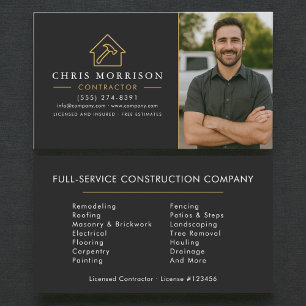 Carte de visite entrepreneur construction photo Bl