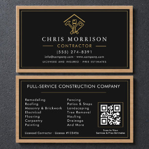 Carte De Visite Entrepreneur d'amélioration de maison en bois Blac