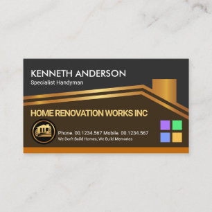 Carte De Visite Entrepreneur de construction de toits en or
