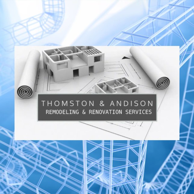 Carte De Visite Entrepreneur de construction moderne (Modern Construction Renovation Builder Contractor Business Card)