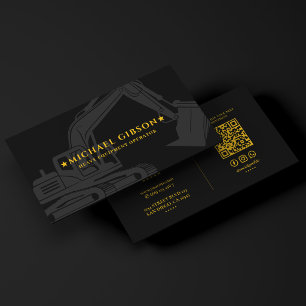Carte De Visite Entrepreneur de construction Opérateur Noir Jaune