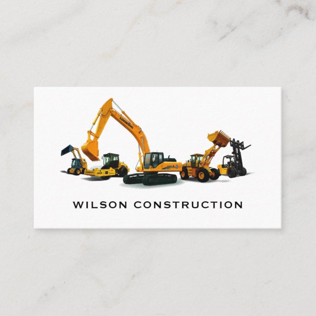 Carte De Visite Entrepreneur de machinerie lourde de construction (Devant)