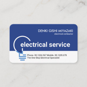 Carte De Visite Entrepreneur de service électrique bleu blanc