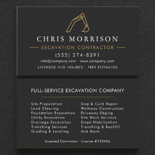 Carte De Visite Entrepreneur de services d'excavation professionne