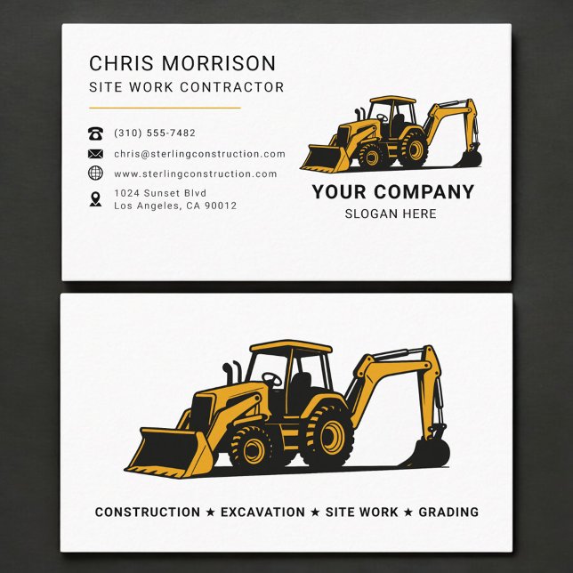 Carte De Visite Entrepreneur de travaux de chantier professionnel (Créateur téléchargé)
