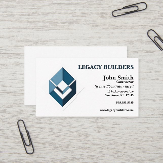 Carte De Visite Entrepreneur du constructeur Agent immobilier (Devant/Arrière en situation)
