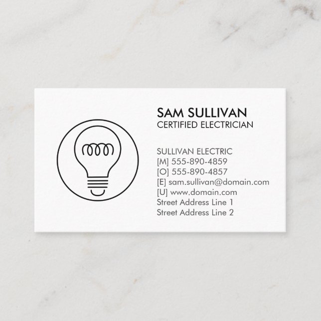 Carte De Visite Entrepreneur électrique (Devant)