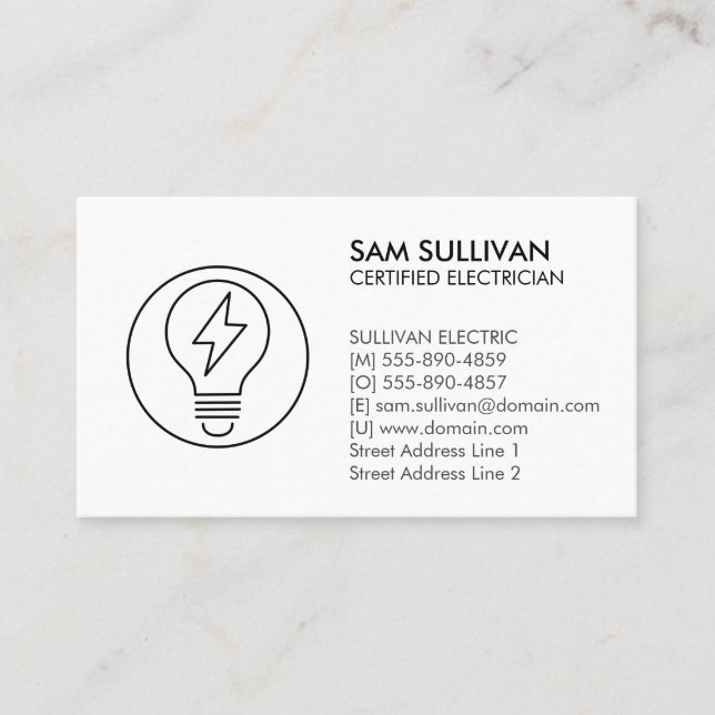 Carte De Visite Entrepreneur électrique (Devant)